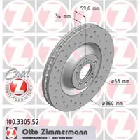 Original ZIMMERMANN 100.3305.52 Bremsscheiben 2 Stück für AUDI