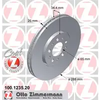 ZIMMERMANN 100.1235.20 Bremsscheiben 2 Stück VW