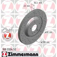 Original ZIMMERMANN 100.3334.52 Bremsscheiben 2 Stück für AUDI