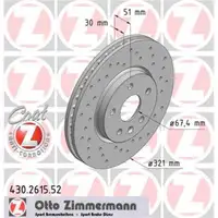 ZIMMERMANN 430.2615.52 Bremsscheiben 2 Stück für OPEL
