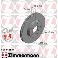 ZIMMERMANN 250.1371.20 Bremsscheiben 2 Stück FORD