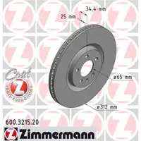 ZIMMERMANN 600.3215.20 Bremsscheiben 2 Stück AUDI
