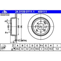 ATE 24.0109-0111.1 Bremsscheiben 2 Stück HONDA