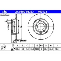ATE 24.0109-0133.1 Bremsscheiben 2 Stück VW