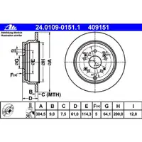 ATE 24.0109-0151.1 Bremsscheiben 2 Stück HONDA