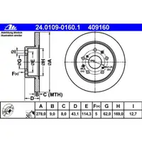 ATE 24.0109-0160.1 Bremsscheiben 2 Stück SUZUKI