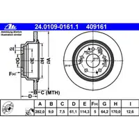 ATE 24.0109-0161.1 Bremsscheiben 2 Stück HONDA