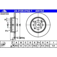 ATE 24.0109-0162.1 Bremsscheiben 2 Stück HONDA