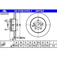 ATE 24.0109-0163.1 Bremsscheiben 2 Stück TOYOTA