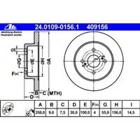 ATE 24.0109-0156.1 Bremsscheiben 2 Stück TOYOTA