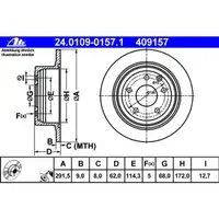 ATE 24.0109-0157.1 Bremsscheiben 2 Stück NISSAN