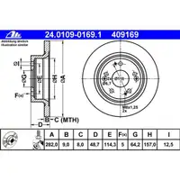 ATE 24.0109-0169.1 Bremsscheiben 2 Stück HONDA