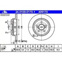 ATE 24.0109-0170.1 Bremsscheiben 2 Stück TOYOTA