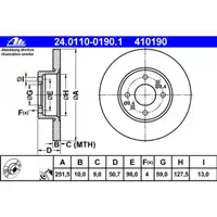 ATE 24.0110-0190.1 Bremsscheiben 2 Stück FIAT