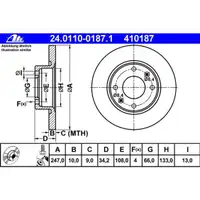 ATE 24.0110-0187.1 Bremsscheiben 2 Stück PEUGEOT