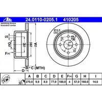 ATE 24.0110-0205.1 Bremsscheiben 2 Stück OPEL