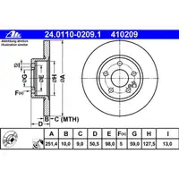 ATE 24.0110-0209.1 Bremsscheiben 2 Stück ALFA ROMEO