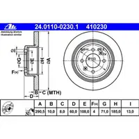 ATE 24.0110-0230.1 Bremsscheiben 2 Stück PEUGEOT