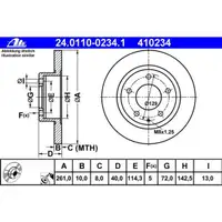 ATE 24.0110-0234.1 Bremsscheiben 2 Stück MAZDA