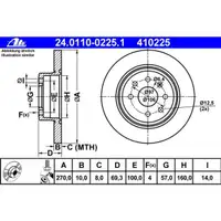 ATE 24.0110-0225.1 Bremsscheiben 2 Stück OPEL