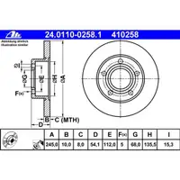 ATE 24.0110-0258.1 Bremsscheiben 2 Stück AUDI