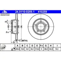 ATE 24.0110-0259.1 Bremsscheiben 2 Stück AUDI