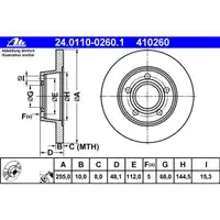 ATE 24.0110-0260.1 Bremsscheiben 2 Stück AUDI