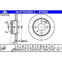 ATE 24.0110-0304.1 Bremsscheiben 2 Stück MITSUBISHI