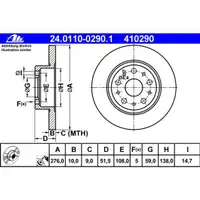 ATE 24.0110-0290.1 Bremsscheiben 2 Stück LANCIA