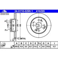 ATE 24.0110-0295.1 Bremsscheiben 2 Stück HONDA