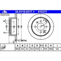 ATE 24.0110-0317.1 Bremsscheiben 2 Stück HYUNDAI
