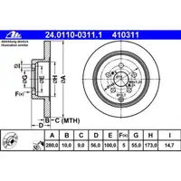 ATE 24.0110-0311.1 Bremsscheiben 2 Stück TOYOTA