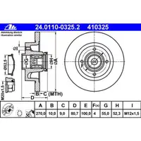ATE 24.0110-0325.2 Bremsscheiben 2 Stück RENAULT