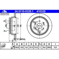 ATE 24.0110-0329.1 Bremsscheiben 2 Stück HONDA