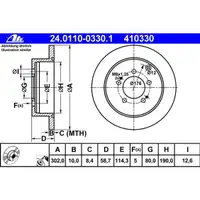 ATE 24.0110-0330.1 Bremsscheiben 2 Stück CITROËN