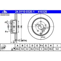 ATE 24.0110-0320.1 Bremsscheiben 2 Stück TOYOTA