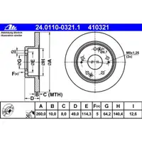ATE 24.0110-0321.1 Bremsscheiben 2 Stück HONDA