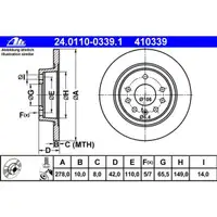 ATE 24.0110-0339.1 Bremsscheiben 2 Stück OPEL