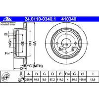 ATE 24.0110-0340.1 Bremsscheiben 2 Stück hinten CHEVROLET
