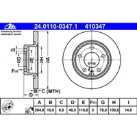 ATE 24.0110-0347.1 Bremsscheiben 2 Stück OPEL