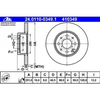 ATE 24.0110-0349.1 Bremsscheiben 2 Stück ALFA ROMEO