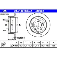 ATE 24.0110-0362.1 Bremsscheiben 2 Stück KIA