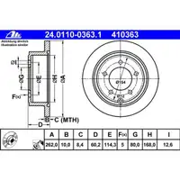 ATE 24.0110-0363.1 Bremsscheiben 2 Stück JEEP