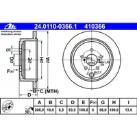 ATE 24.0110-0366.1 Bremsscheiben 2 Stück für SUBARU