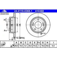 ATE 24.0110-0368.1 Bremsscheiben 2 Stück für HYUNDAI