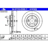 ATE 24.0110-0369.1 Bremsscheiben 2 Stück HYUNDAI