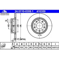 ATE 24.0110-0359.1 Bremsscheiben 2 Stück ALFA ROMEO