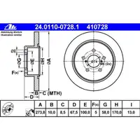 ATE 24.0110-0728.1 Bremsscheiben 2 Stück SUBARU