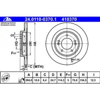ATE 24.0110-0370.1 Bremsscheiben 2 Stück HYUNDAI
