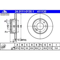 ATE 24.0111-0130.1 Bremsscheiben 2 Stück FIAT